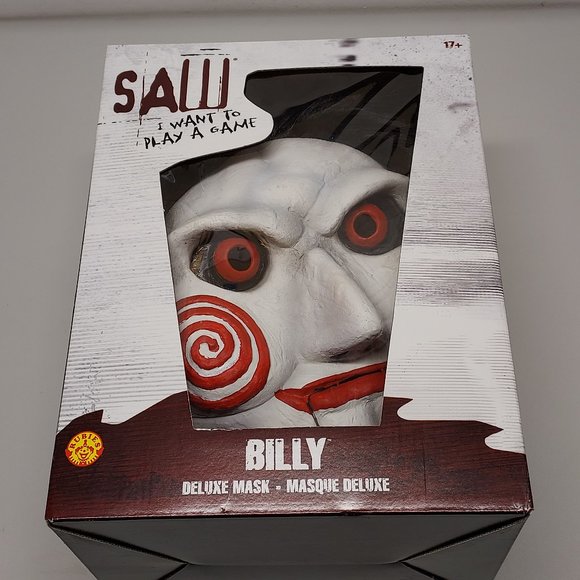 SAW BILLY JIGSAW WANT TO PLAY A GAME DELUXE FULL OVERHEAD MASK HALLOWEEN HORROR - Picture 1 of 10